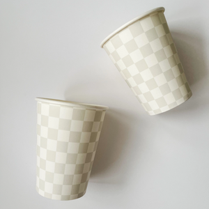Light Grey Checkered Cups - Ellie and Piper