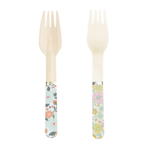 Floral Wooden Forks (Cutlery) - Ellie and Piper