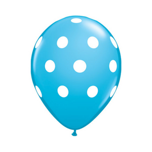 11" Robin's Egg Blue and White Polka Dots Latex Balloon - Ellie and Piper