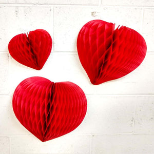 Cerise Pink Heart Honeycomb Decoration (3 sizes) - Ellie and Piper
