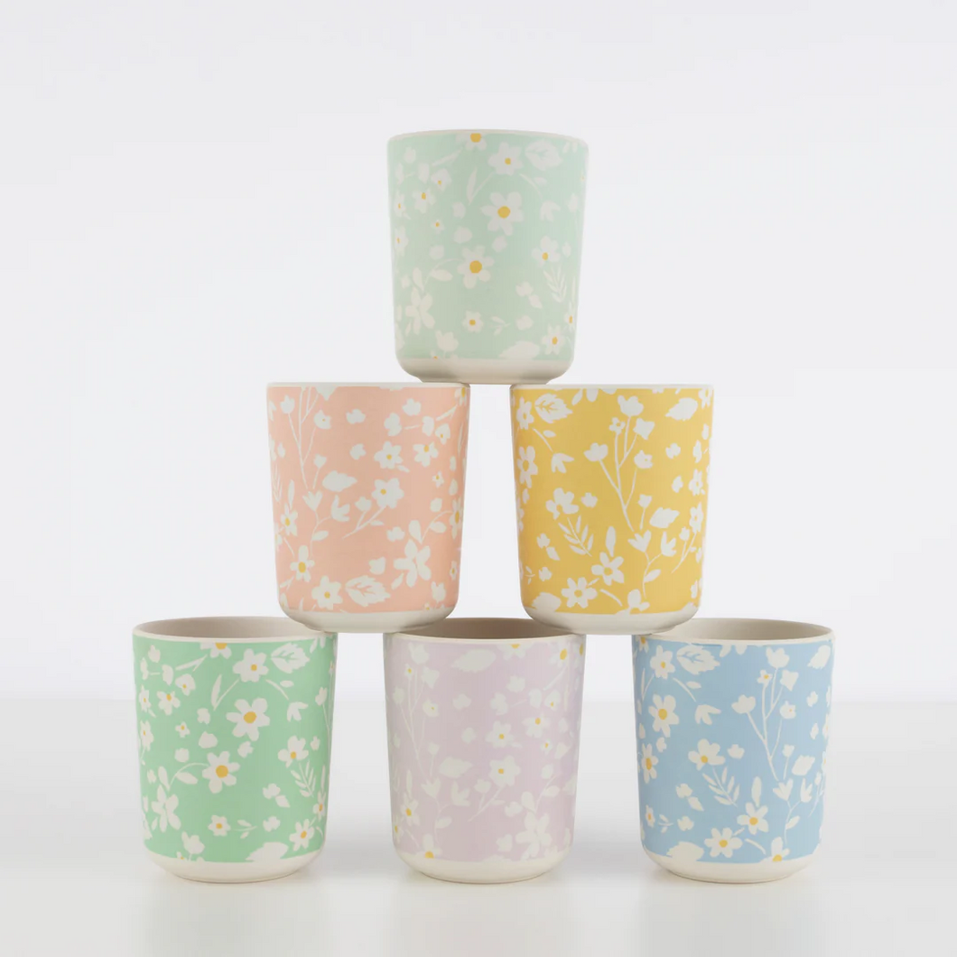 Reusable Floral Bamboo Cups - Ellie and Piper