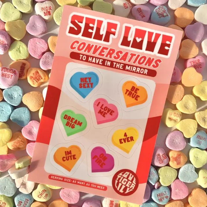Self Love Conversation Heart Sticker Sheet - Ellie and Piper