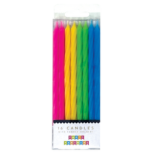Neon Rainbow Spiral Birthday Candles (16 Count) - Ellie and Piper