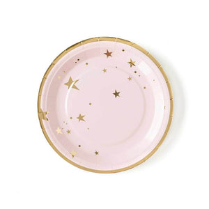 Baby Pink Star Large Paper Plates - Ellie and Piper
