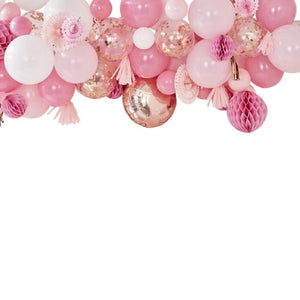 Pink and Rose Gold Balloon and Fan Garland - Ellie and Piper