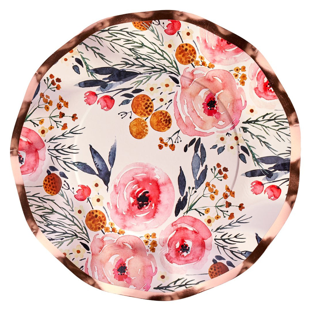 Blush Bouquet Wavy Paper Salad Plates - Ellie and Piper
