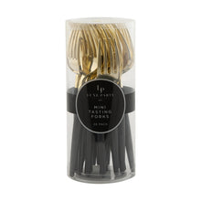Black and Gold Plastic Mini Forks (Cutlery) - Ellie and Piper