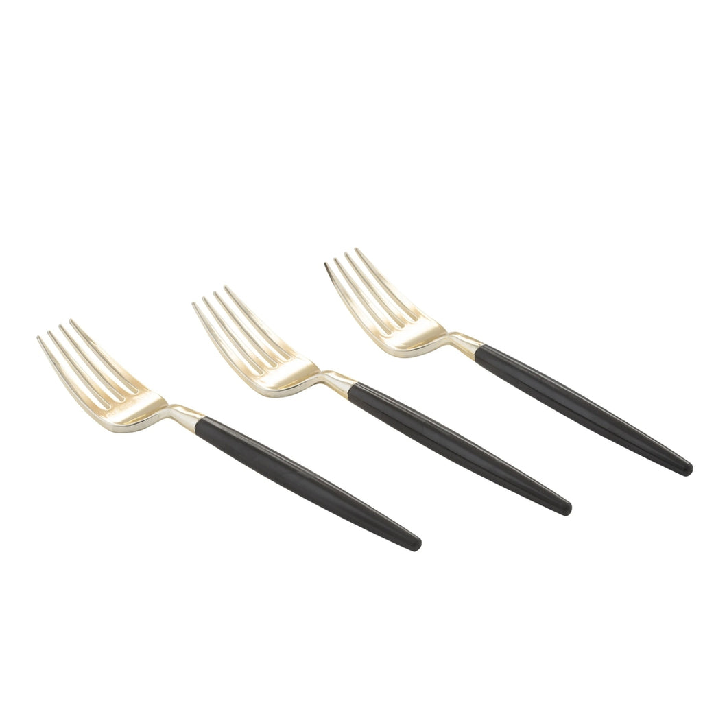 Black and Gold Plastic Mini Forks (Cutlery) - Ellie and Piper