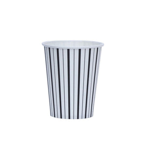 Black and White Fine Stripes Cups (Set of 8) - Ellie and Piper
