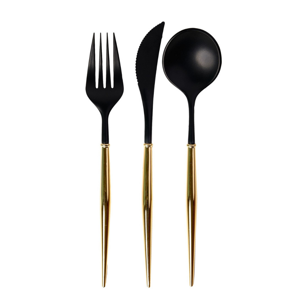 Black And Gold 24pc Assorted Cutlery Set - Ellie and Piper