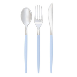 Ice Blue Plastic Cutlery Set - Ellie and Piper