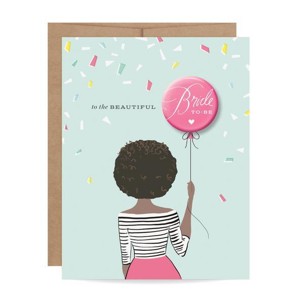 Bride-to-Be Button Card - Curls - Ellie and Piper