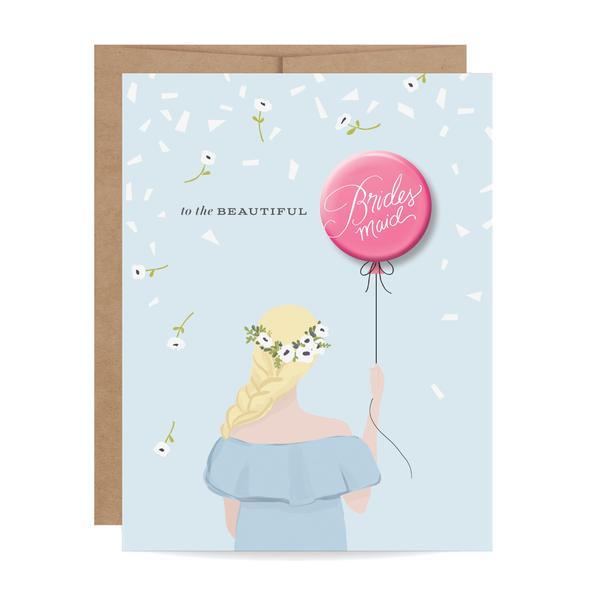 Bridesmaid Button Card - Blonde - Ellie and Piper