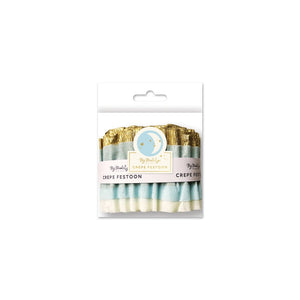 Baby Blue and Gold Crepe Paper Garland - Ellie and Piper