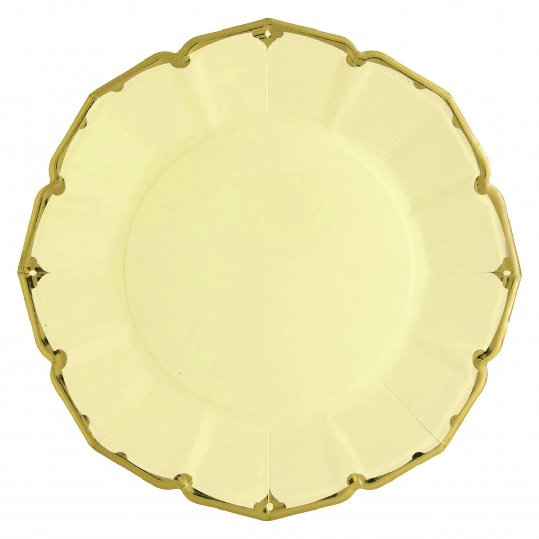 Ornate Canary Yellow Dinner Paper Plates - Ellie and Piper
