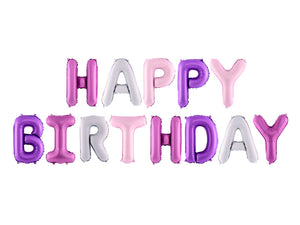 Pink and Purple Happy Birthday Phrase Balloon Kit