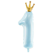 Light Blue Number 1 with Crown Foil Balloon - Ellie and Piper