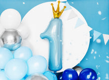 Light Blue Number 1 with Crown Foil Balloon - Ellie and Piper