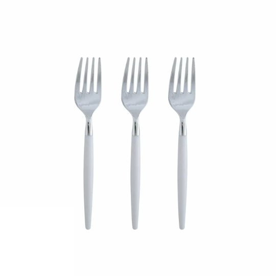 Clear and Silver Plastic Mini Forks (Cutlery) - Ellie and Piper