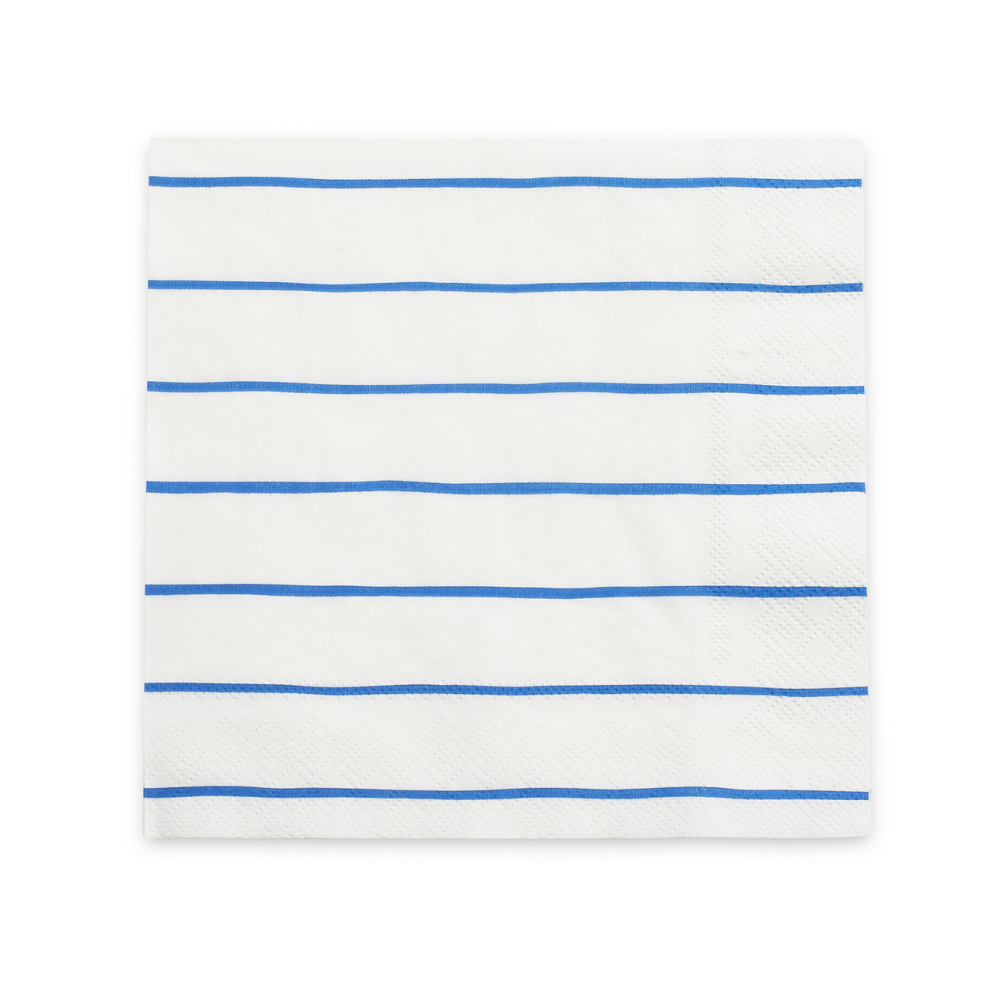 Frenchie Striped Large Napkins - Cobalt Blue - Ellie and Piper
