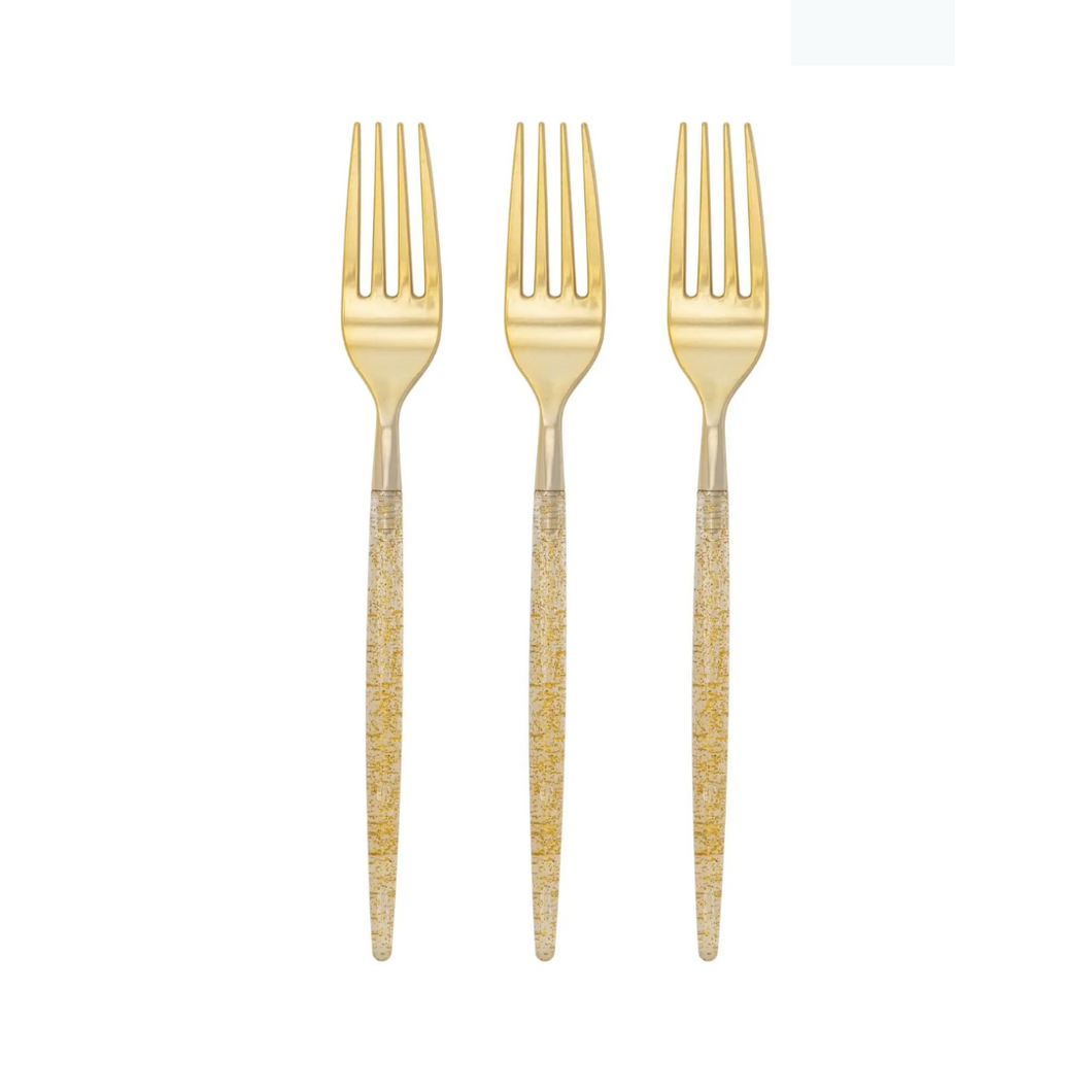 Round Gold Glitter Forks - Ellie and Piper