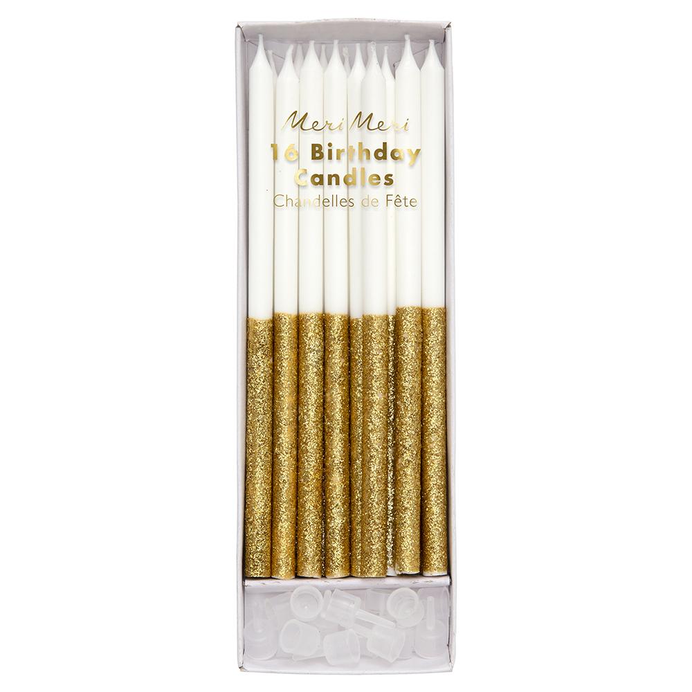 Gold Glitter Dipped Candles - Ellie and Piper