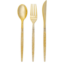 Gold Glitter Plastic Cutlery Set - Ellie and Piper