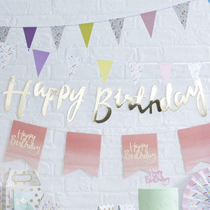Gold Happy Birthday Banner - Ellie and Piper