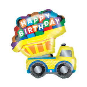 Happy Birthday Construction Dump Truck Balloon - Ellie and Piper