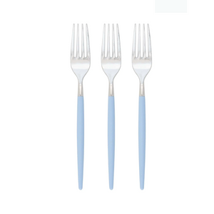 Round Ice Blue & Silver Forks - Ellie and Piper