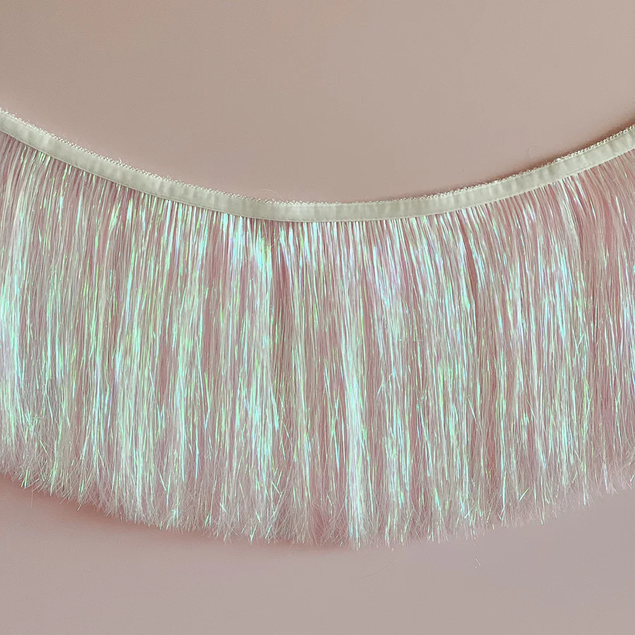 Tinsel Fringe Garland Iridescent White Ellie and Piper