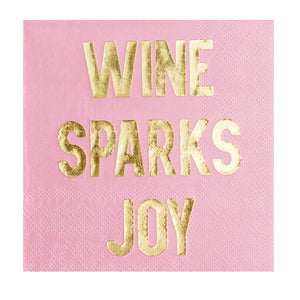 Wine Sparks Joy Pink Cocktail Napkins - Ellie and Piper