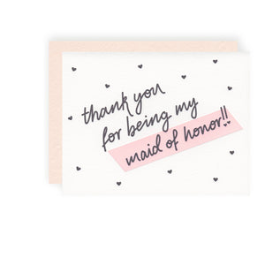 Thank You Maid of Honor Letterpress Card - Ellie and Piper
