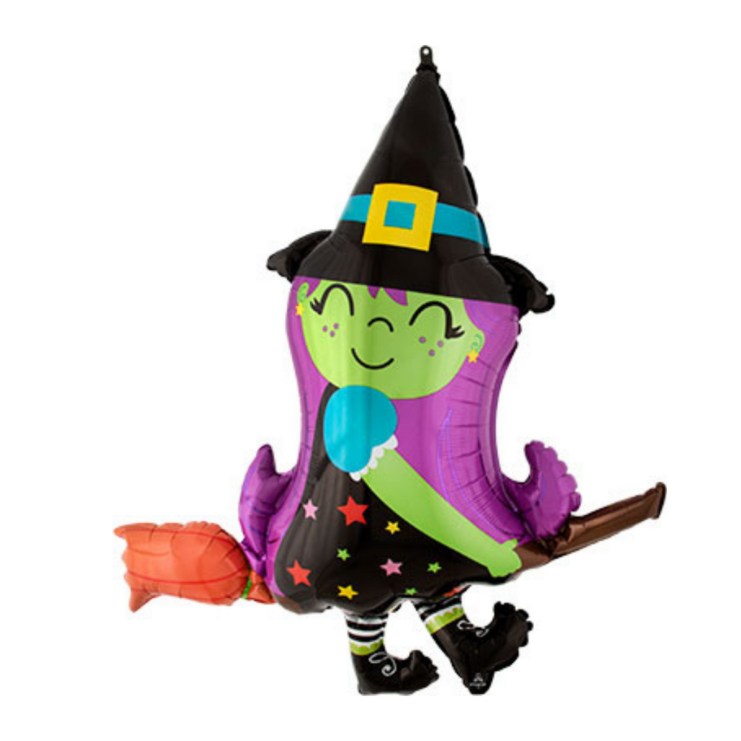 Witch on Broom Balloon - Ellie and Piper