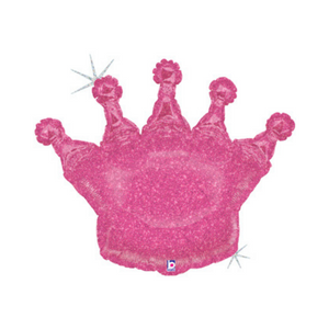 Pink Glitter Crown Shaped Balloon - Ellie and Piper