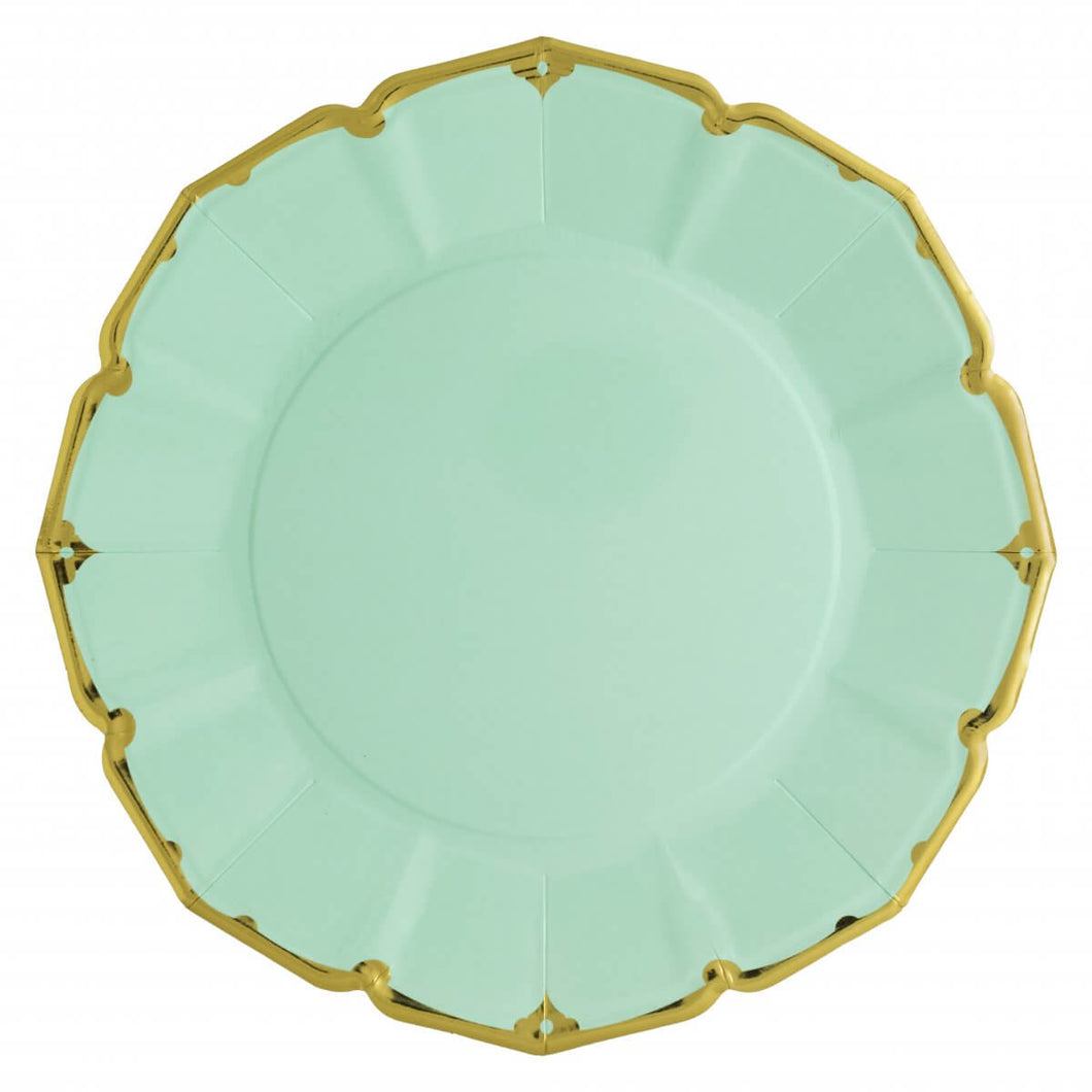 Ornate Mint Green Dinner Paper Plates - Ellie and Piper