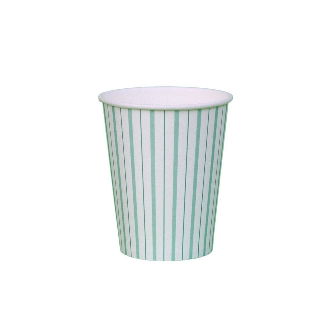 Mint Fine Stripes Cups (Set of 8) - Ellie and Piper