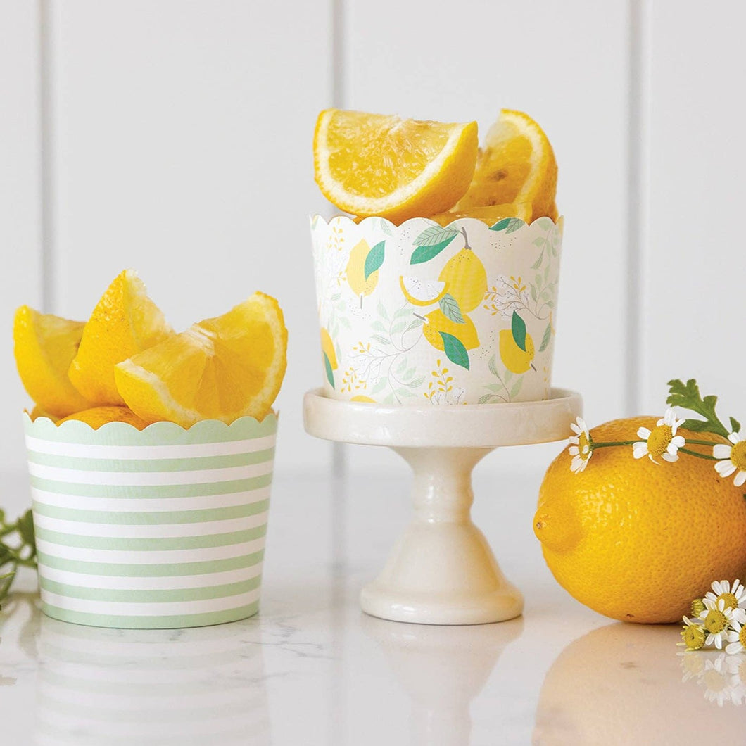 Mint Lemon Stripes Food Cups (50 pcs) - Ellie and Piper