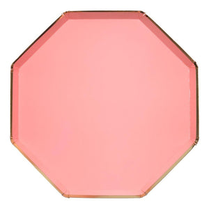 Coral Pink Paper Dinner Plates - Ellie and Piper