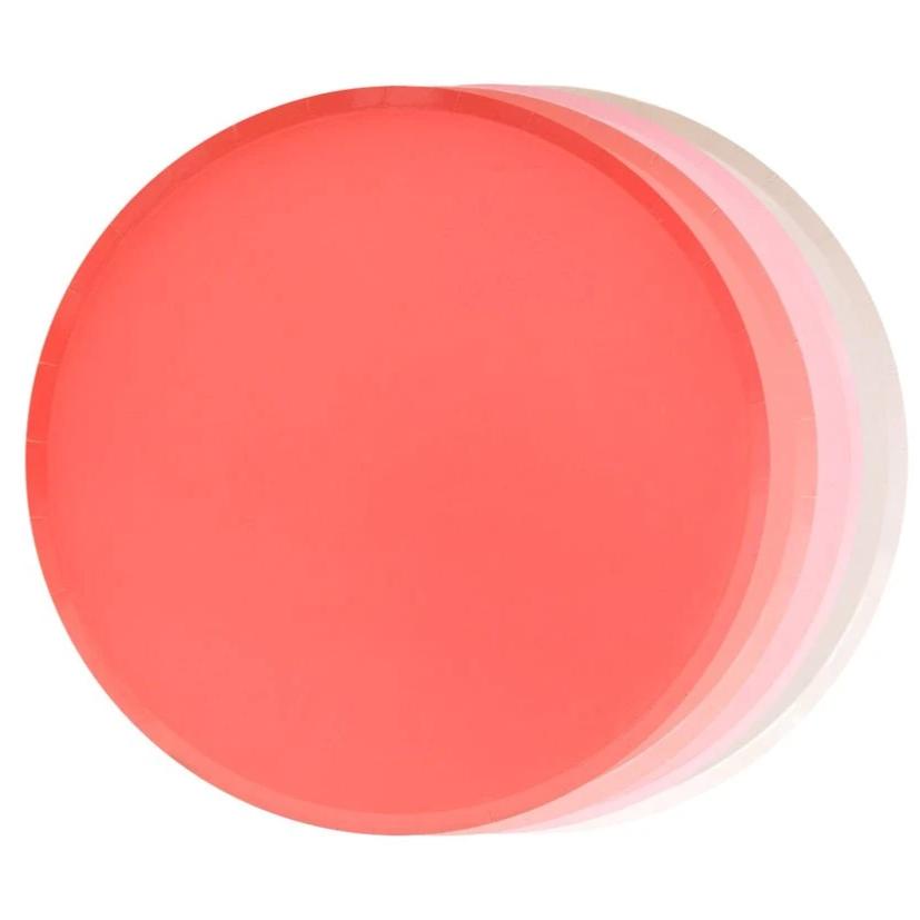 Assorted Ombre Pink and Peach Paper Plates (2 sizes) - Ellie and Piper