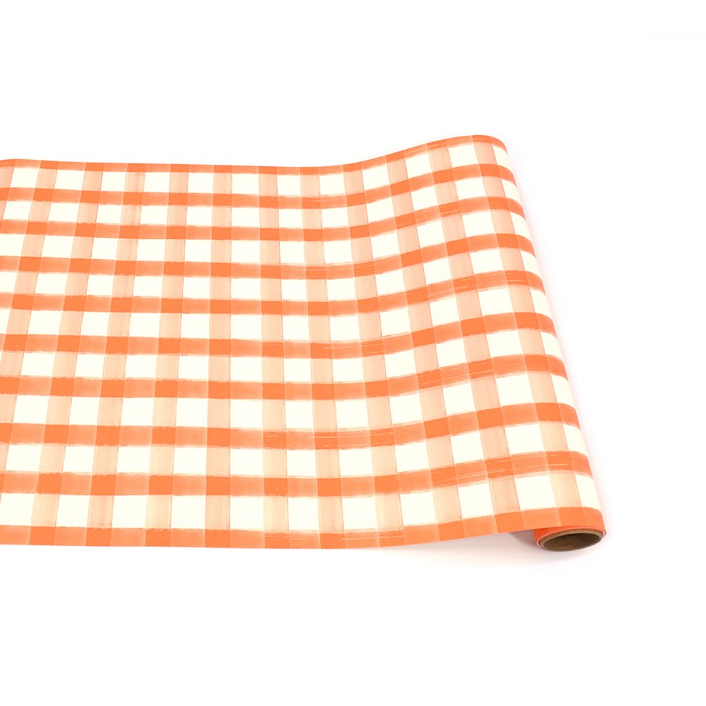 Orange Painted Checkered Paper Table Runner - Ellie and Piper