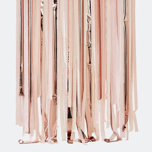 Pink and Rose Gold Party Streamers Backdrop - Ellie and Piper