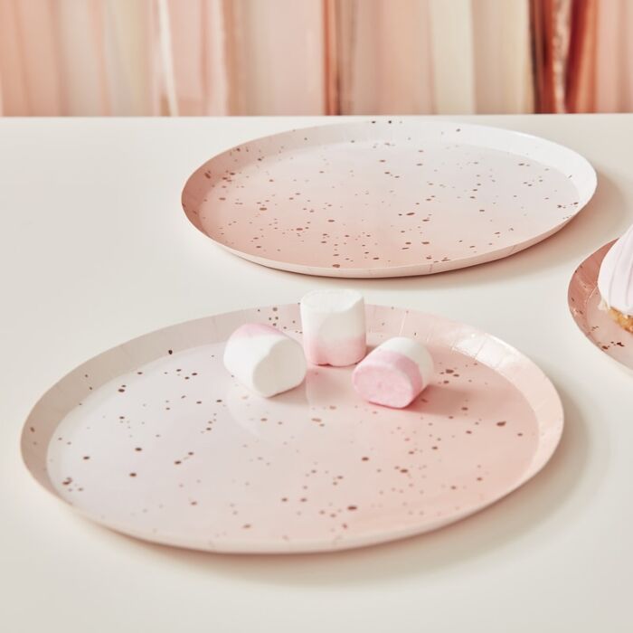 Pink and Rose Gold Speckle Large Paper Plates Ellie and Piper