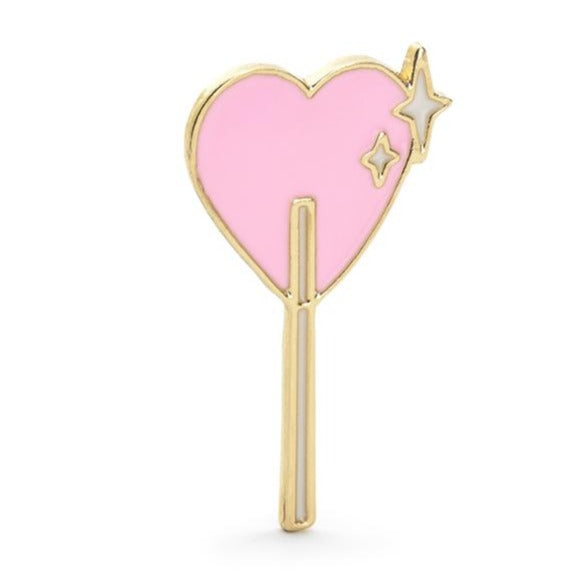 Pink Heart Lollipop Enamel Pin - Ellie and Piper