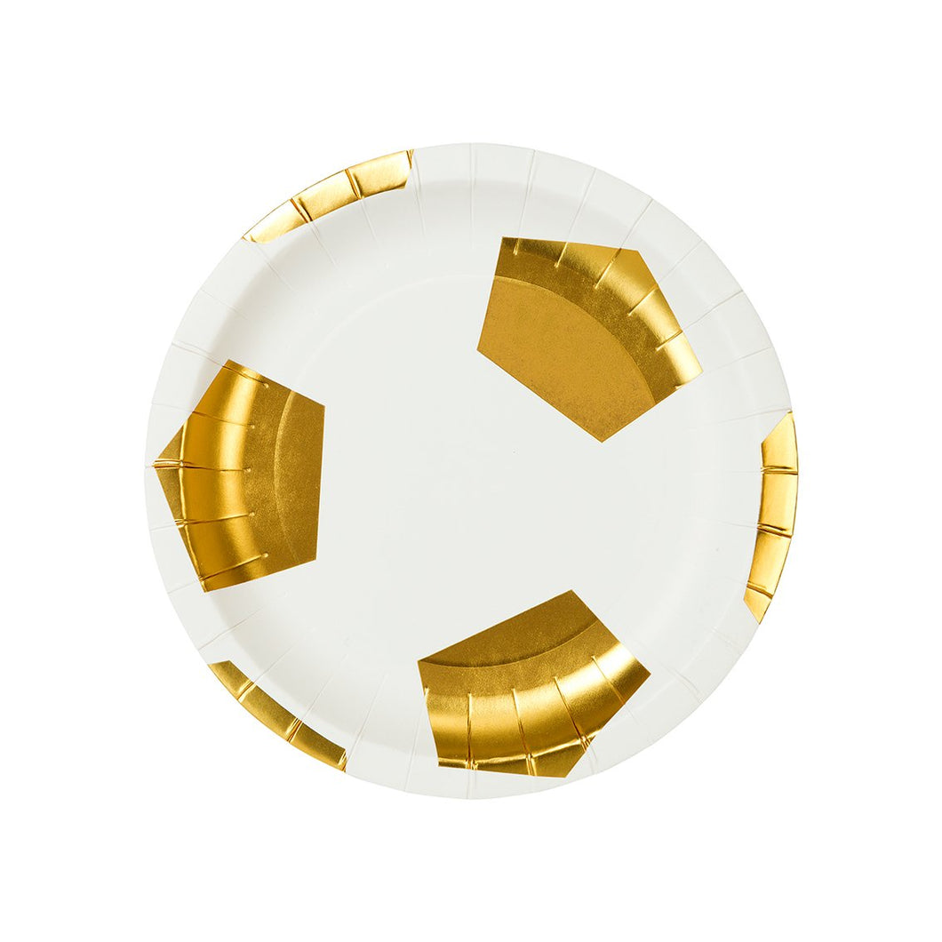 Gold Soccer Ball Dessert Plates - Ellie and Piper