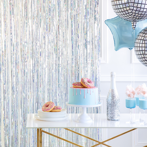 Holographic Silver Party Curtain - Ellie and Piper