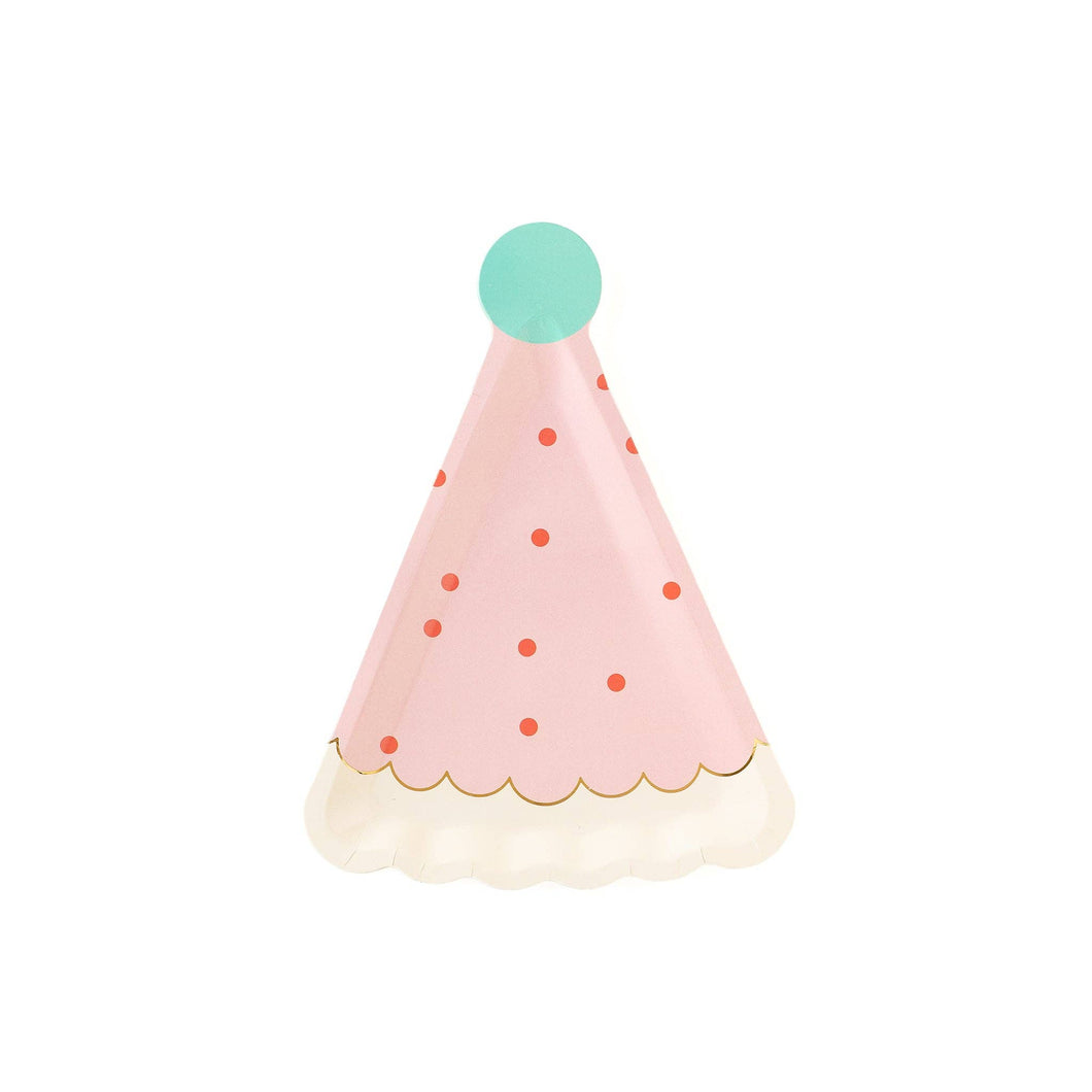 Pink Birthday Hat Shaped Plate - Ellie and Piper