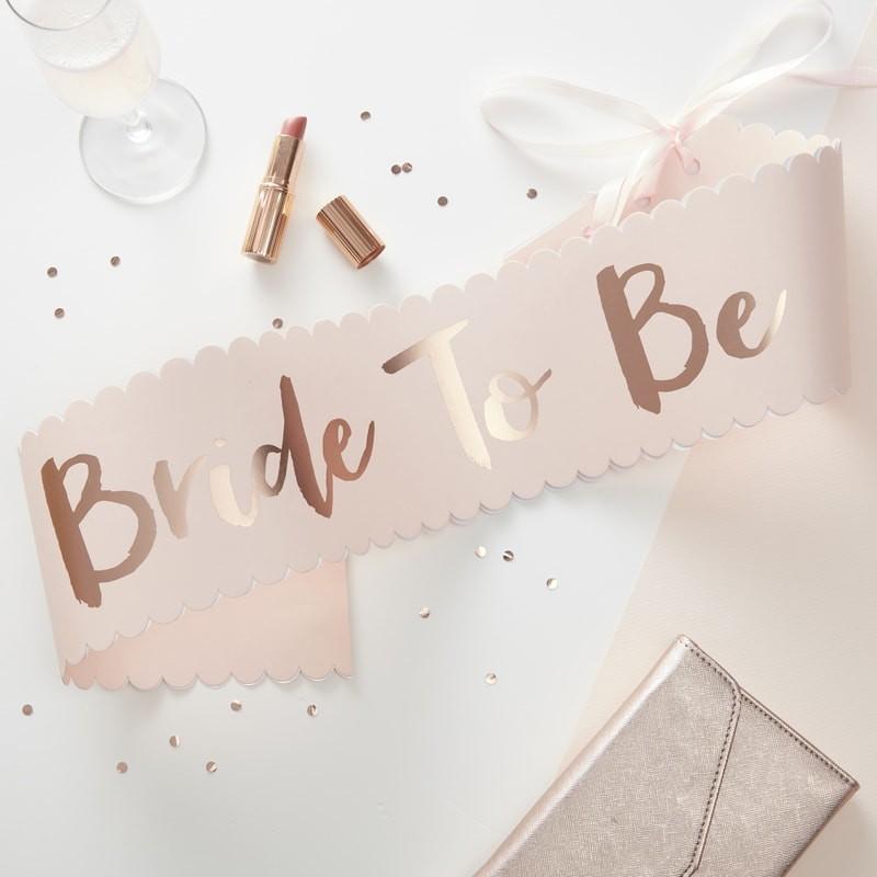 Pink & Rose Gold Bride To Be Sash - Ellie and Piper