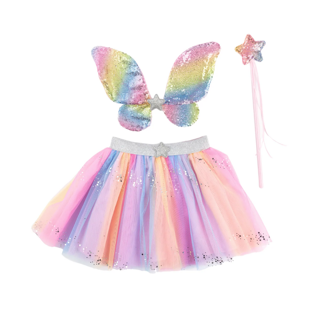 Rainbow Sequins Skirt, Wings and Wand Set - Ellie and Piper