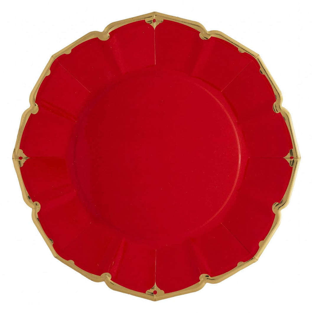 Ornate Ruby Red Dinner Paper Plates - Ellie and Piper
